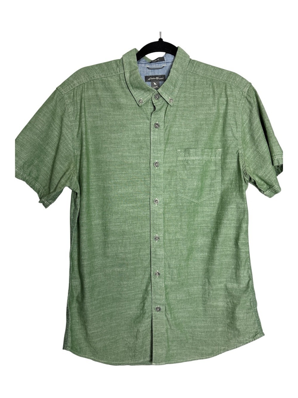 Eddie Bauer Grifton Button Down Cotton Short Sleeve Shirt Sage Green, Size M